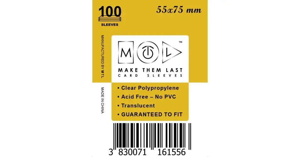 Korlátozott ajánlat MTL 55x75 mm standard kártyavédő 100 db