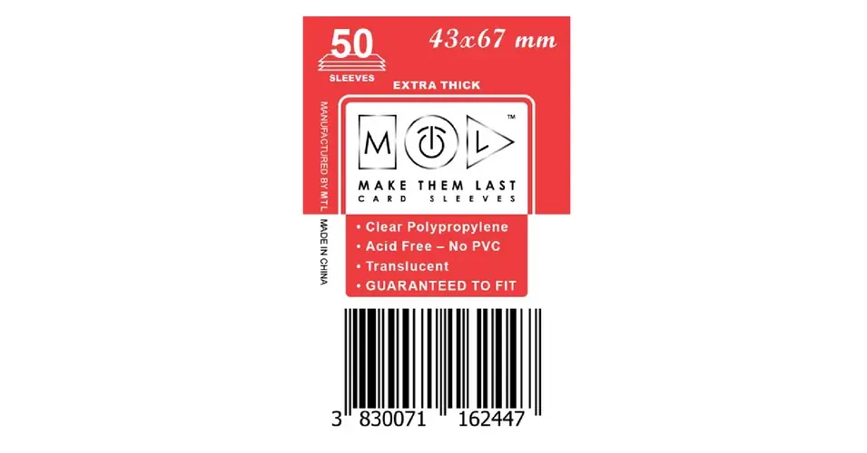 Olcsó MTL 43x67 mm prémium kártyavédő 50 db
