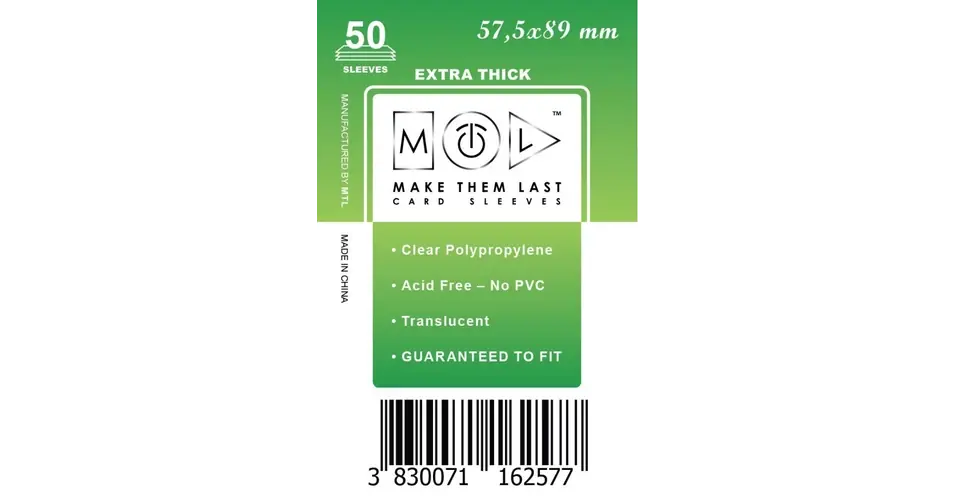 Olcsóbb MTL 57,5x89 mm premium kártyavédő 50db