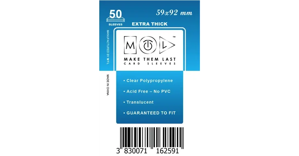 Olcsó MTL 59x92 mm premium kártyavédő 50db