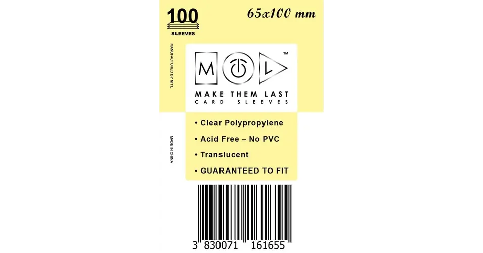 MTL 65x100 mm standard kártyavédő 100db Újdonság