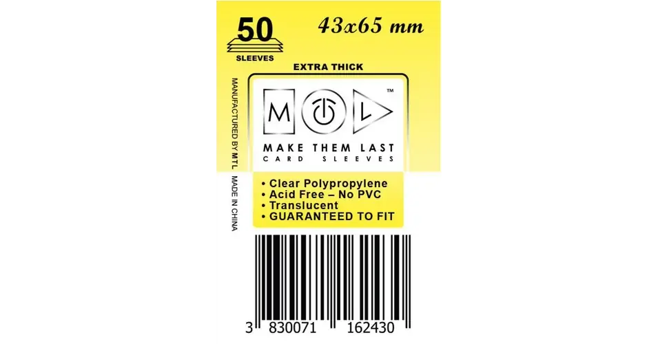 MTL 43x65 mm premium kártyavédő 50db Exkluzív ajánlat