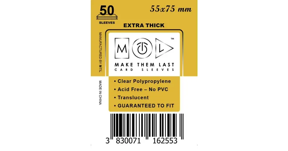 Azonnali szállítás MTL 55x75 mm premium kártyavédő 50db