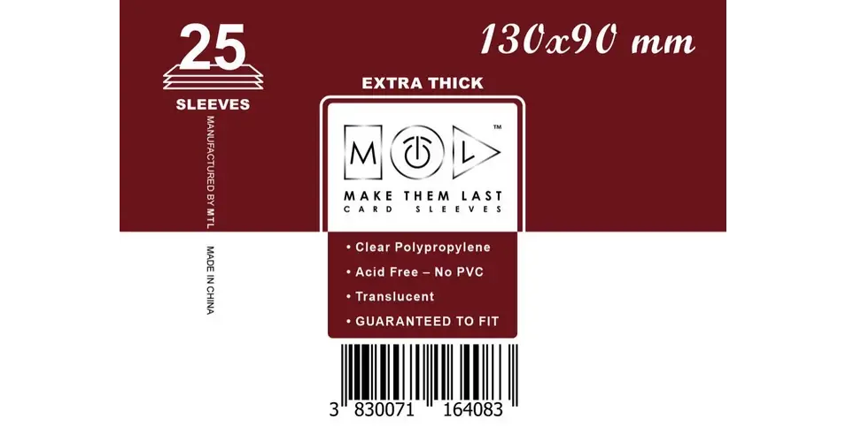 Csak ma MTL 130x90 mm premium kártyavédő 25db