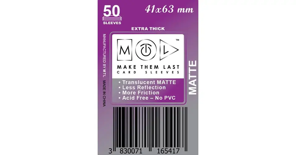 Legjobb ár MTL 41x63 mm premium MATT kártyavédő 50db
