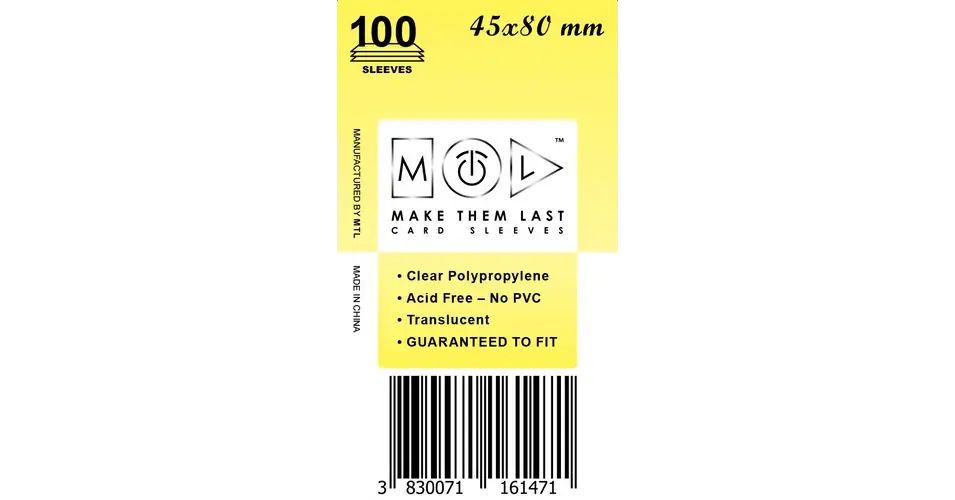 MTL 45x80 mm standard kártyavédő 100db Csak ma