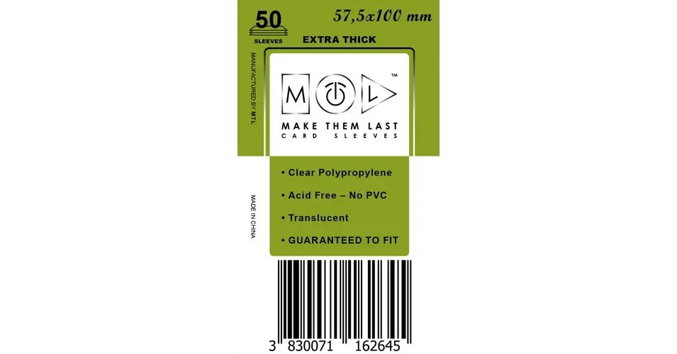 MTL 57,5x100 mm premium kártyavédő 50db Gyors kiszállítás