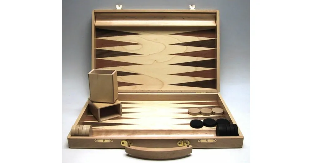 Backgammon fa kivitelben, fogantyúval, intarziás, 35x23 cm-es - 601117 Kedvezmény