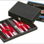 601711 Backgammon 23 cm, fekete műbőr Legkelendőbb