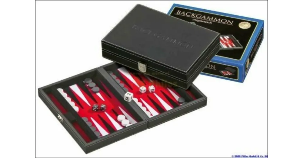 601711 Backgammon 23 cm, fekete műbőr Legkelendőbb