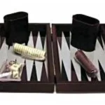 Backgammon 23x17 cm, barna műbőr - 604067 Biztonságos vásárlás