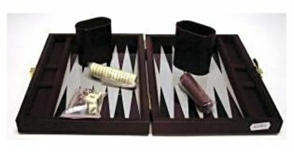 Backgammon 23x17 cm, barna műbőr - 604067 Biztonságos vásárlás