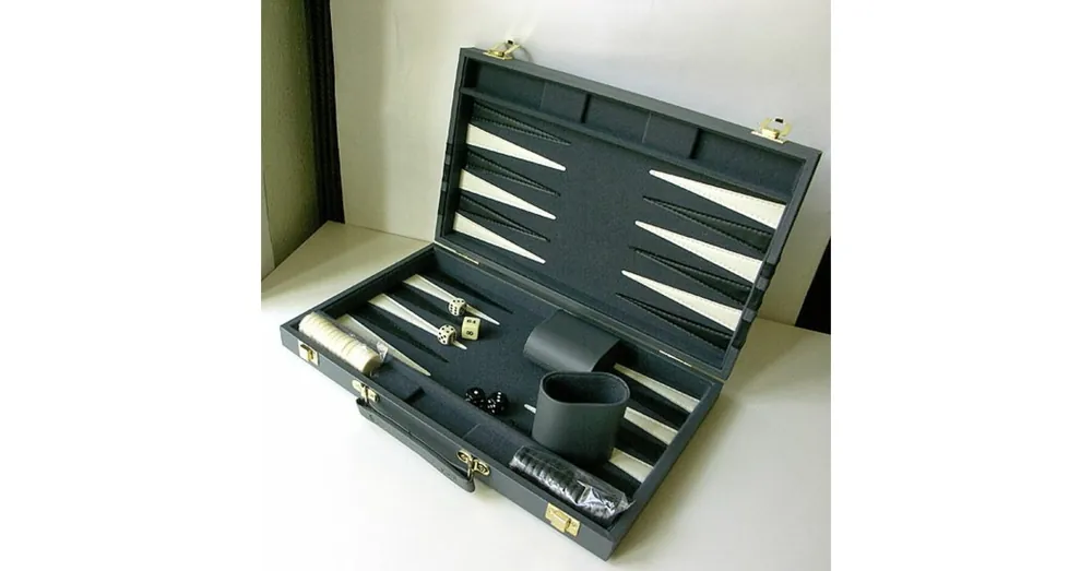 Backgammon - szürke műbőr koffer (38cm) - 604165 Legkelendőbb