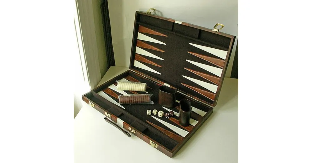 Backgammon - barna műbőr koffer (38cm) 604163 Különleges ajánlat