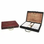 Mah Jong készlet bambusz/csont kövekkel, vörös díszdobozban 31x21 cm- 720425 Azonnali szállítás