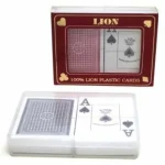 Azonnal elérhető Lion 100% plasztik póker,nagy indexes, 2x55 lap, műanyag dobozban - 757502