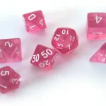 Dobókocka készlet, 7 darabos, áttetsző, rózsaszín Vedd meg online