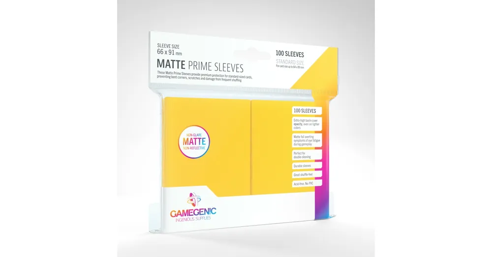 Gyors kiszállítás GameGenic Matte Prime Sleeves, sárga - 66x91mm (100 db/csomag)