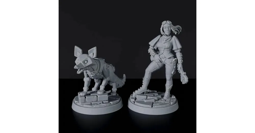 Olcsó Titan Forge Miniatures Elf Female Engineer & Fox ver 1