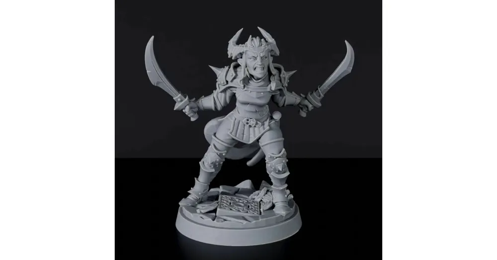 Prémium Titan Forge Miniatures Tiefling Female Fighter ver 1