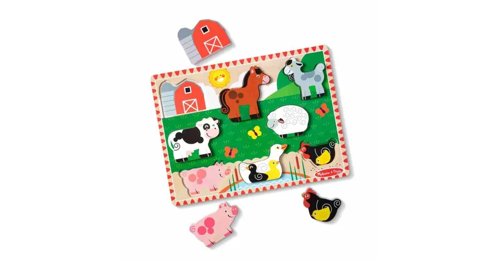 Biztonságos fizetés Könnyen megfogható fa puzzle - Farm