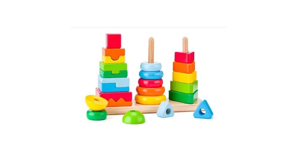 Azonnali szállítás Montessori fa toronyépítő játékszett - Woodyland