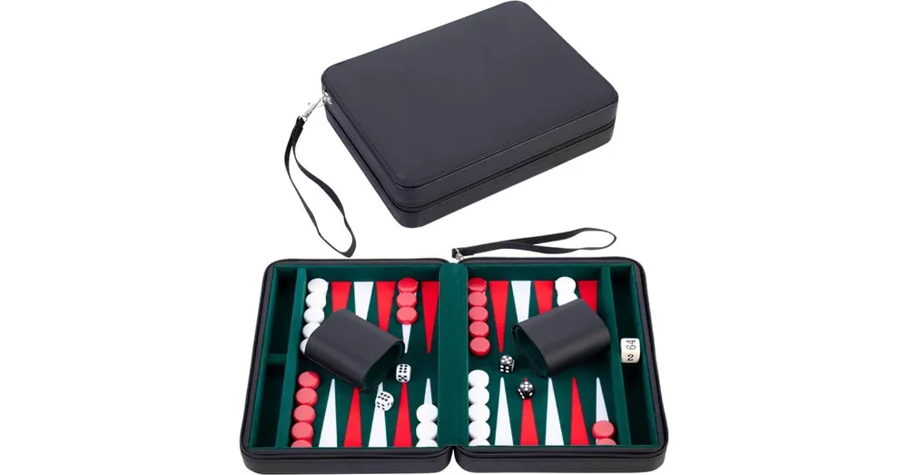 Backgammon játék fekete műbőr tokban Bestseller