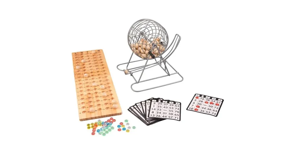 Legkelendőbb Bingo játék szett fa golyókkal és fa alaptáblával, lottózásra is