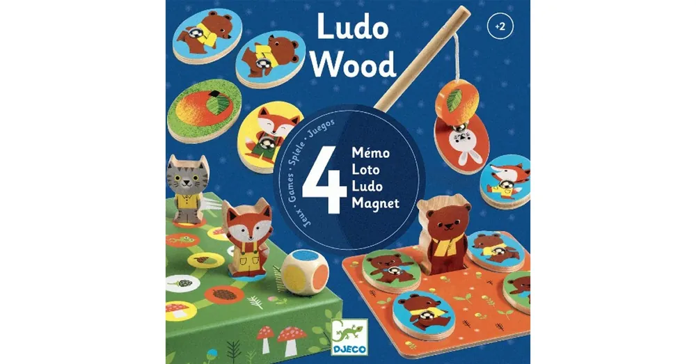 Népszerű 4 az egyben társasjáték gyűjtemény - Ludo Wood Djeco