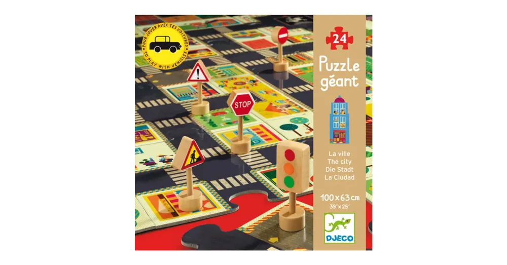 Olcsó Út puzzle mini kresz táblákkal - 24 darabos Djeco
