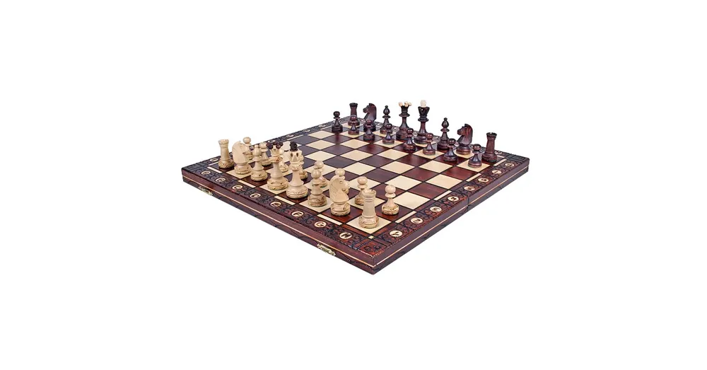 Klasszikus fa sakk készlet 42x42cm - Brown Senator - Sunrise Outlet