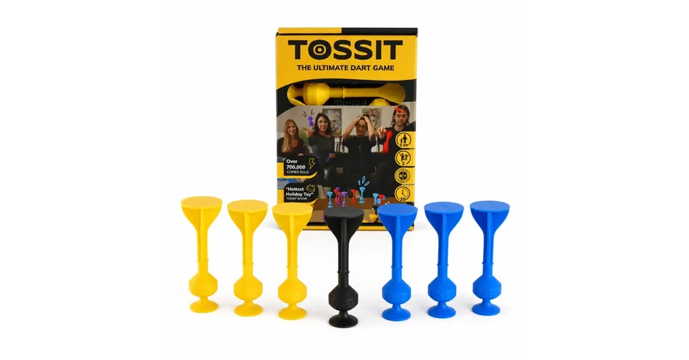 Korlátozott ajánlat Tossit Starter Pack – Kék, Sárga Szilikon Tapadókorongos Darts Játék 2 Főre 7 Játékmód