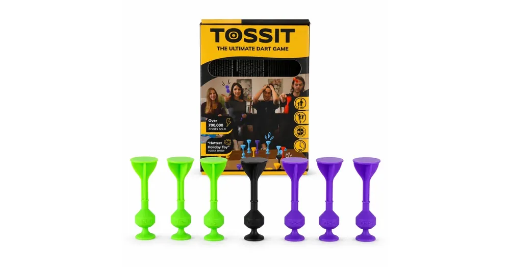 Vásárlói kedvenc Tossit Starter Pack – Lila, Zöld Szilikon Tapadókorongos Darts Játék 2 Főre 7 Játékmód