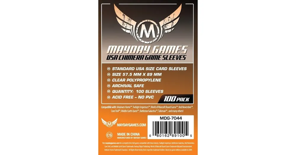 Expressz szállítás Mayday Games USA Chimera méretű kártyavédő 57.5 X 89 mm (100 db-os csomag)