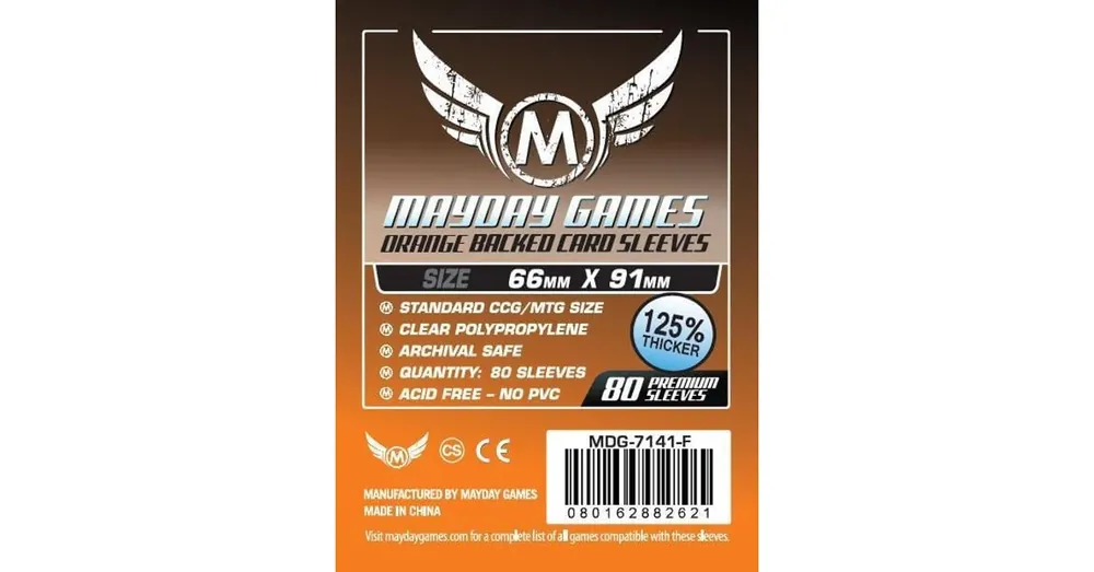 Mayday Games Kártyavédő kártyajátékokhoz (80 db-os csomag) 66 x 91 mm (narancs hátlap) Korlátozott ajánlat