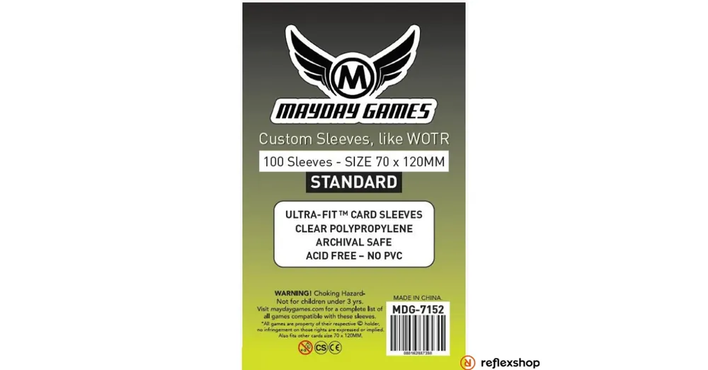 Mayday Games Standard egyedi kiadás WOTR-CE kártyavédő (100 db-os csomag) 70 x 120 mm Ne maradj le