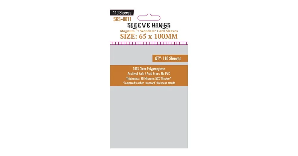 Sleeve Kings Magnum kártyavédő "7 Csoda" társasjátékhoz (110 db-os csomag) 65 x 100 mm Azonnal elérhető