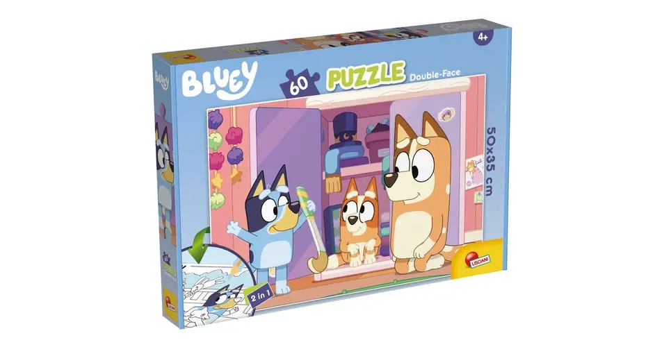 Újdonság Bluey - Kétoldalas puzzle 60 db-os - 50 × 35 cm