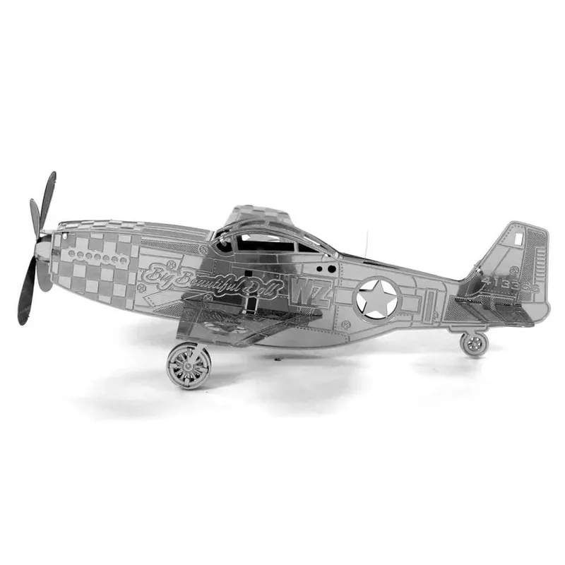 Prémium Metal Earth Boeing P-51 Mustang repülőgép - lézervágott acél makettező szett