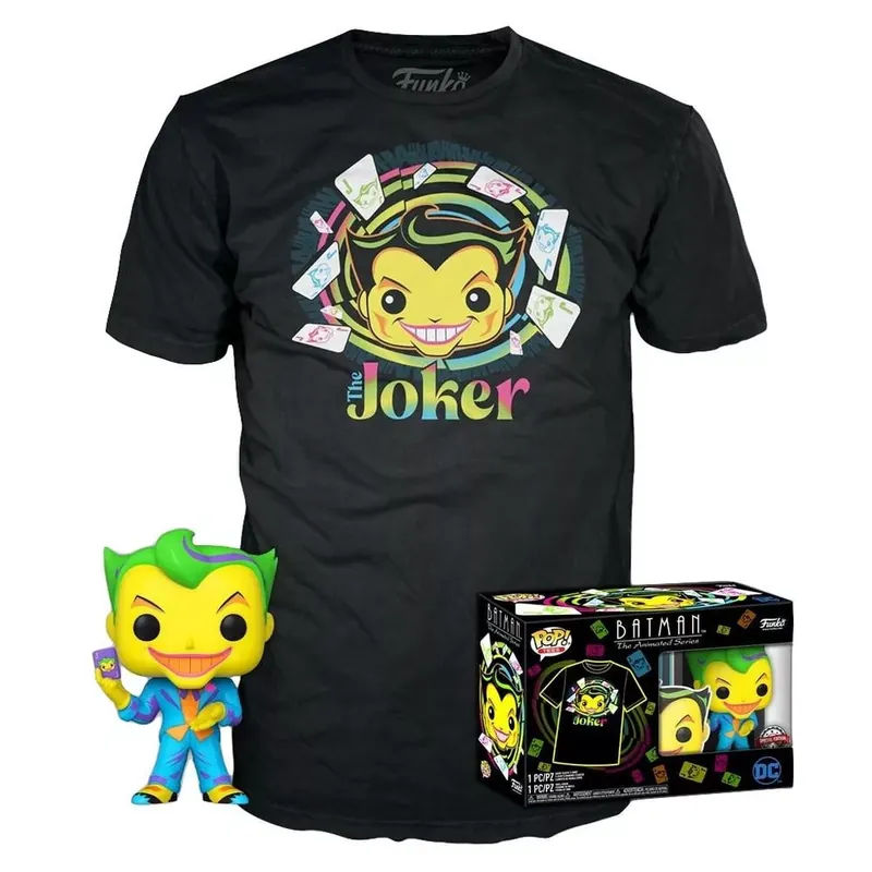 Korlátozott ajánlat Funko Pop! & Tee DC Comics - Joker Blacklight figura és póló (XL)