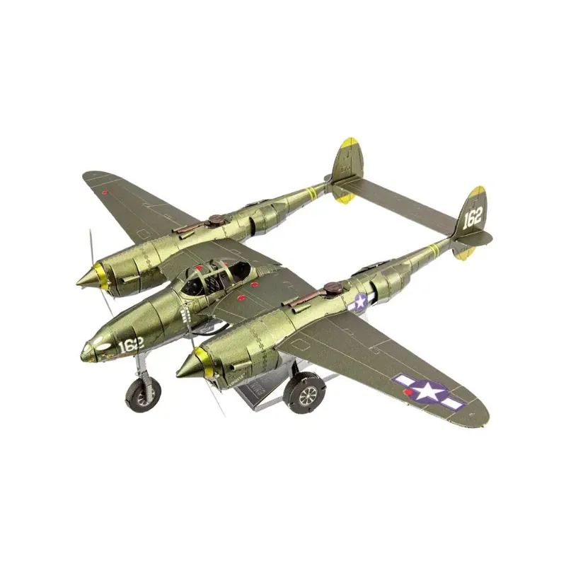 Metal Earth Lockheed P-38 Lightning repülőgép - lézervágott acél makettező szett Akció