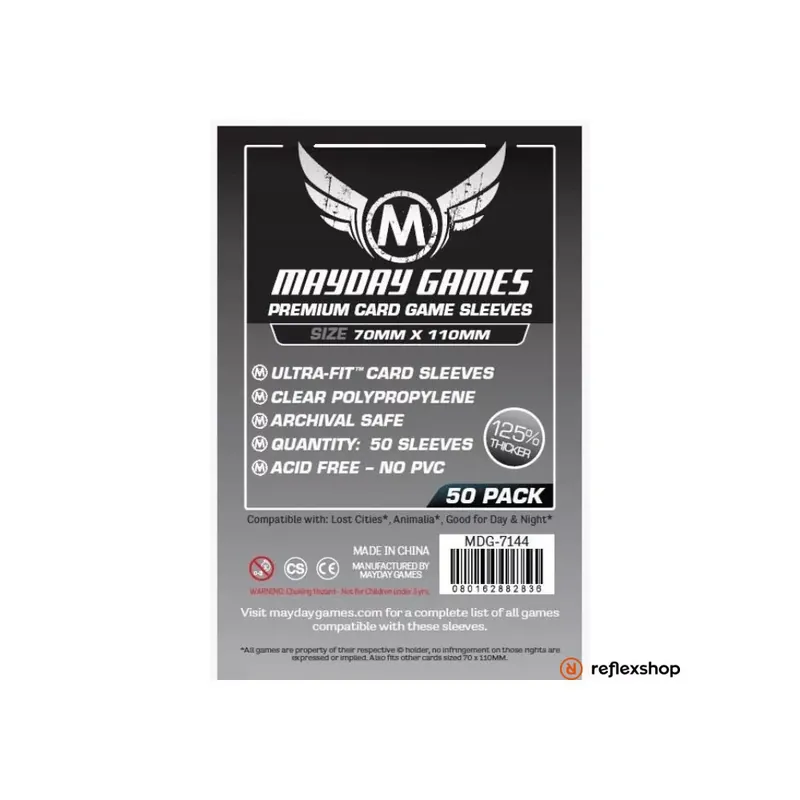 Utolsó esély Mayday Games Prémium Magnum Silver kártyavédő 70 x 110 mm "Elveszett városok" társasjátékhoz (50 db-os csomag)
