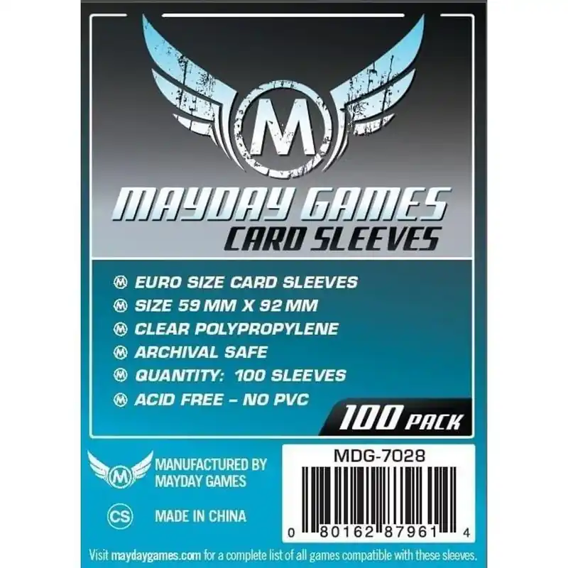 Mayday Games Euro méretű kártyavédő (100 db-os szett), 59 mm x 92 mm Különleges ajánlat