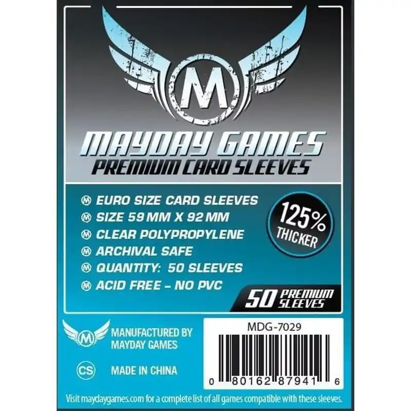 Mayday Games Premium Euro méretű kártyavédő (50 db-os csomag), 59 mm x 92 mm Legkelendőbb